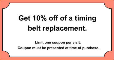 coupon for 10% off of a timing belt replacement